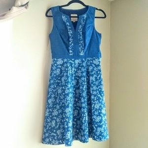 NWOT ModCloth denim floral A-line dress